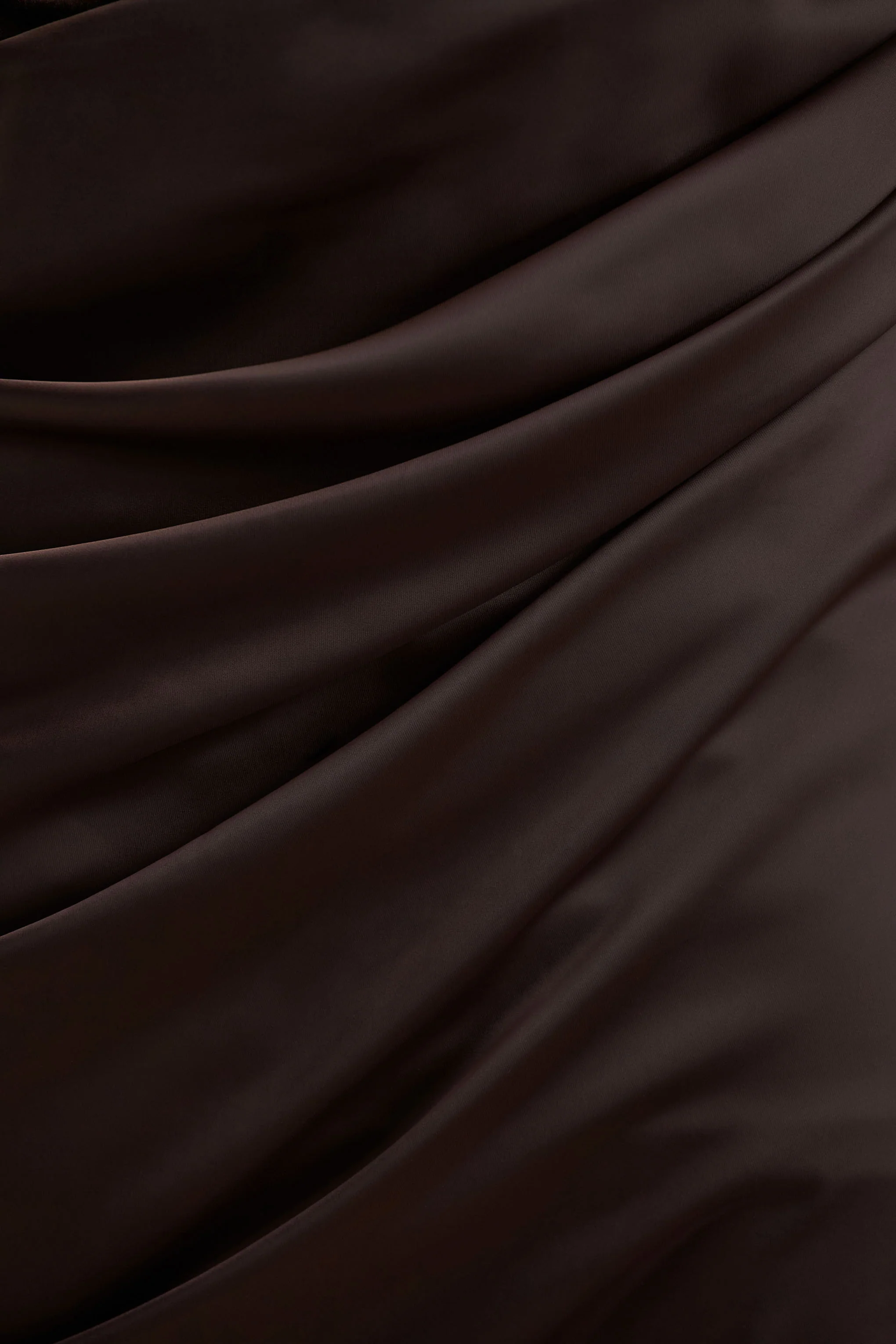 Sasha | Brown Satin And Velvet Midi Dress With Wrap-Detail - Image 6