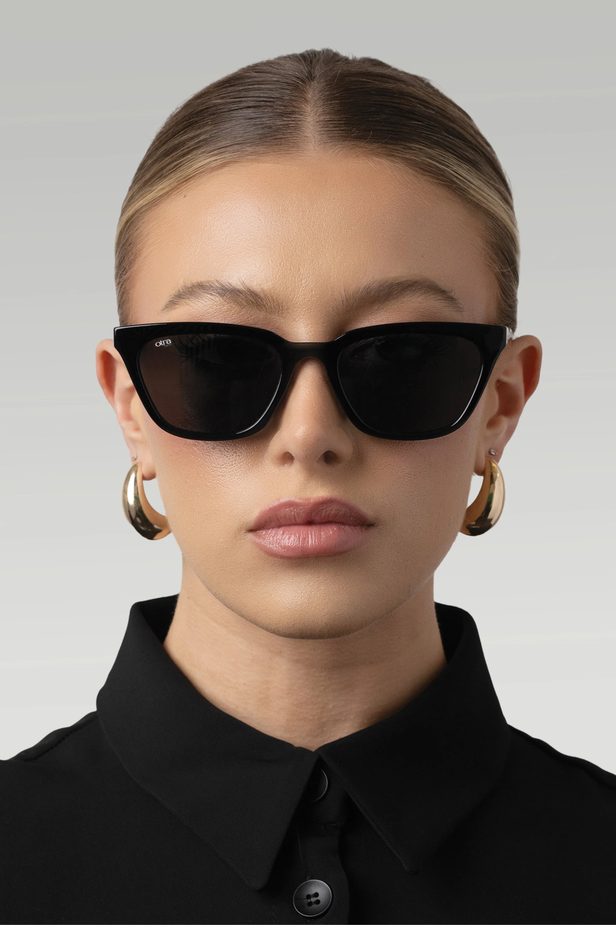 Seva | Otra Black Rounded Slim Cat Eye Sunglasses - Image 5