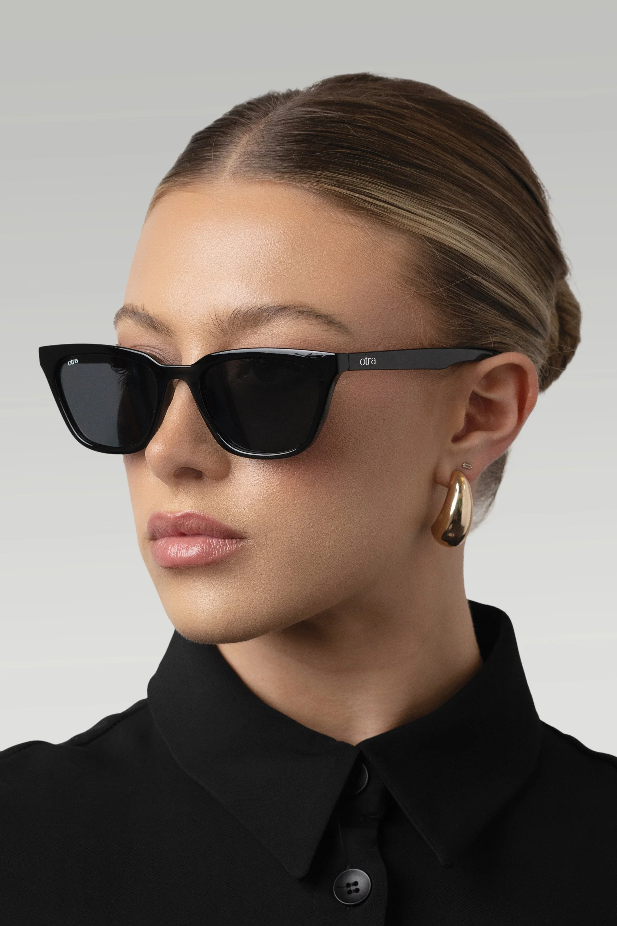Seva | Otra Black Rounded Slim Cat Eye Sunglasses - Image 7