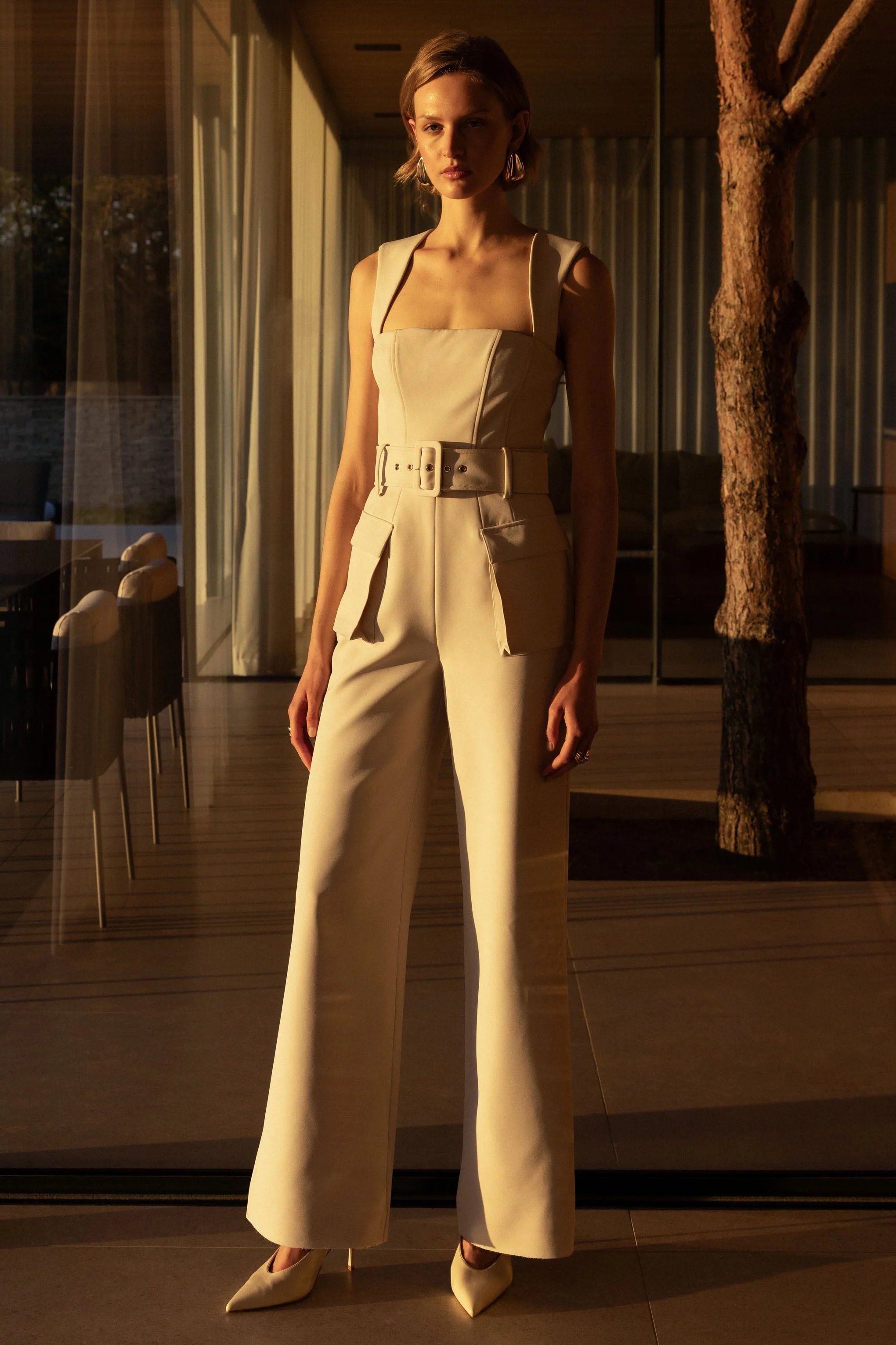 Solice | Cream Square-Neck Tailored Jumpsuit - Image 7