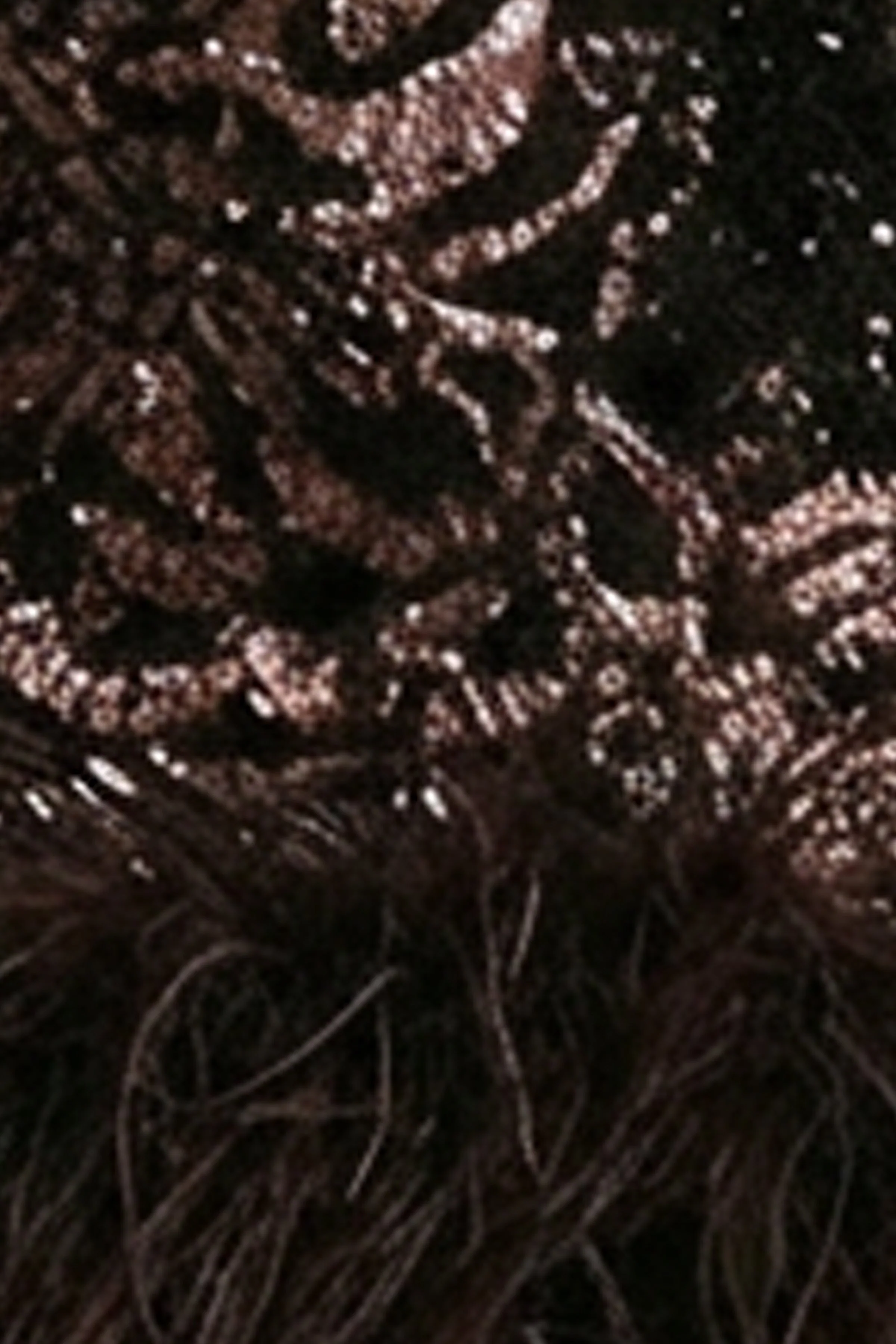 Stardust | Brown Sequined Velvet Crew-Neck Mini Dress With Feather Trim - Image 6