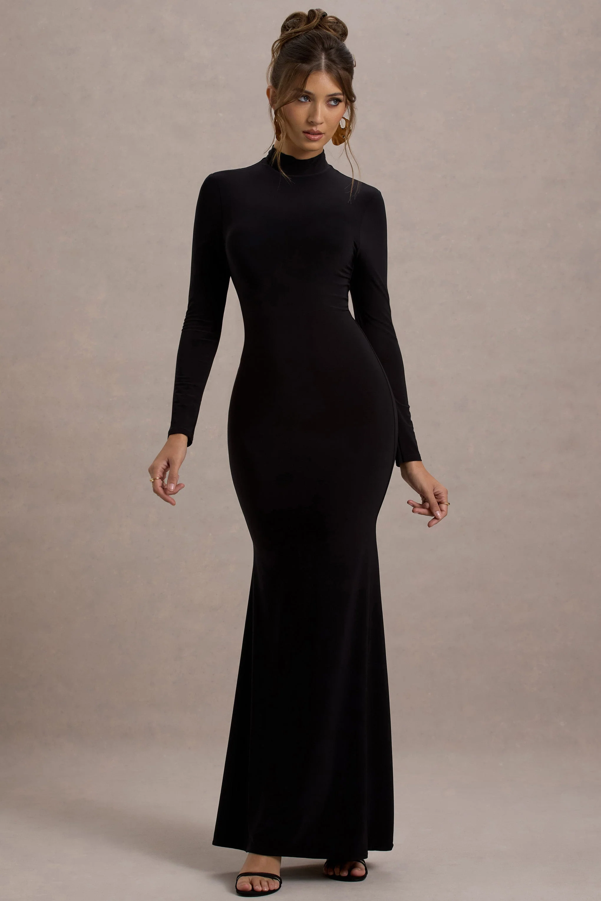 Tova | Black High-Neck Long-Sleeve Maxi Dress - Image 6