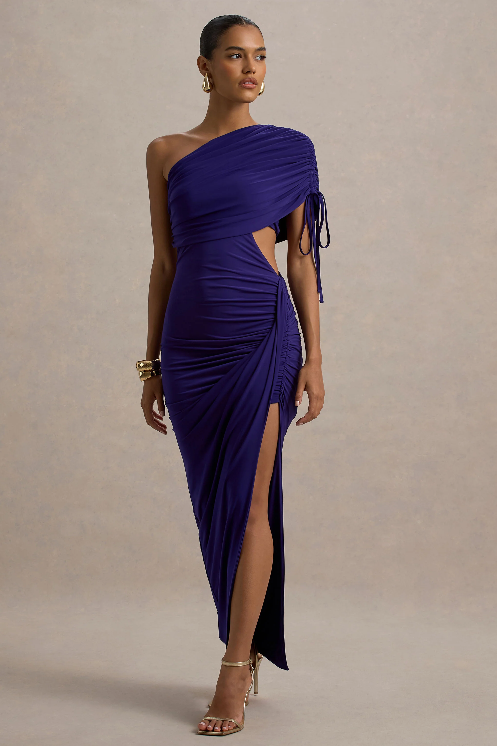 Trance | Blue Asymmetric Maxi Dress with Split - Image 5