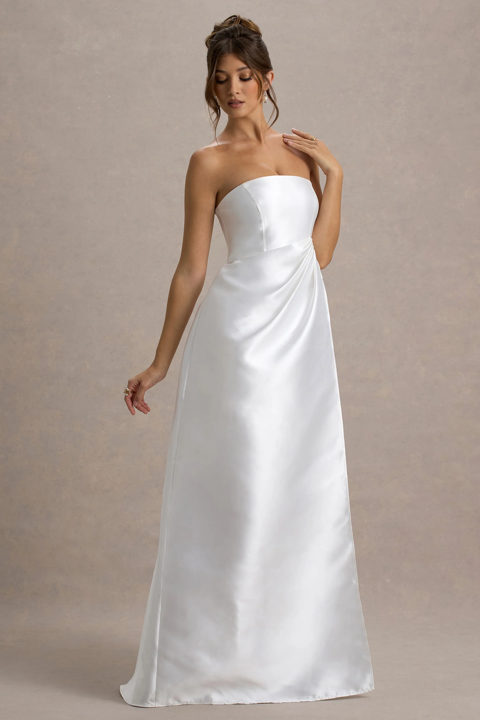 Universe | White Bandeau Split Puff-Skirt Maxi Dress - Image 6