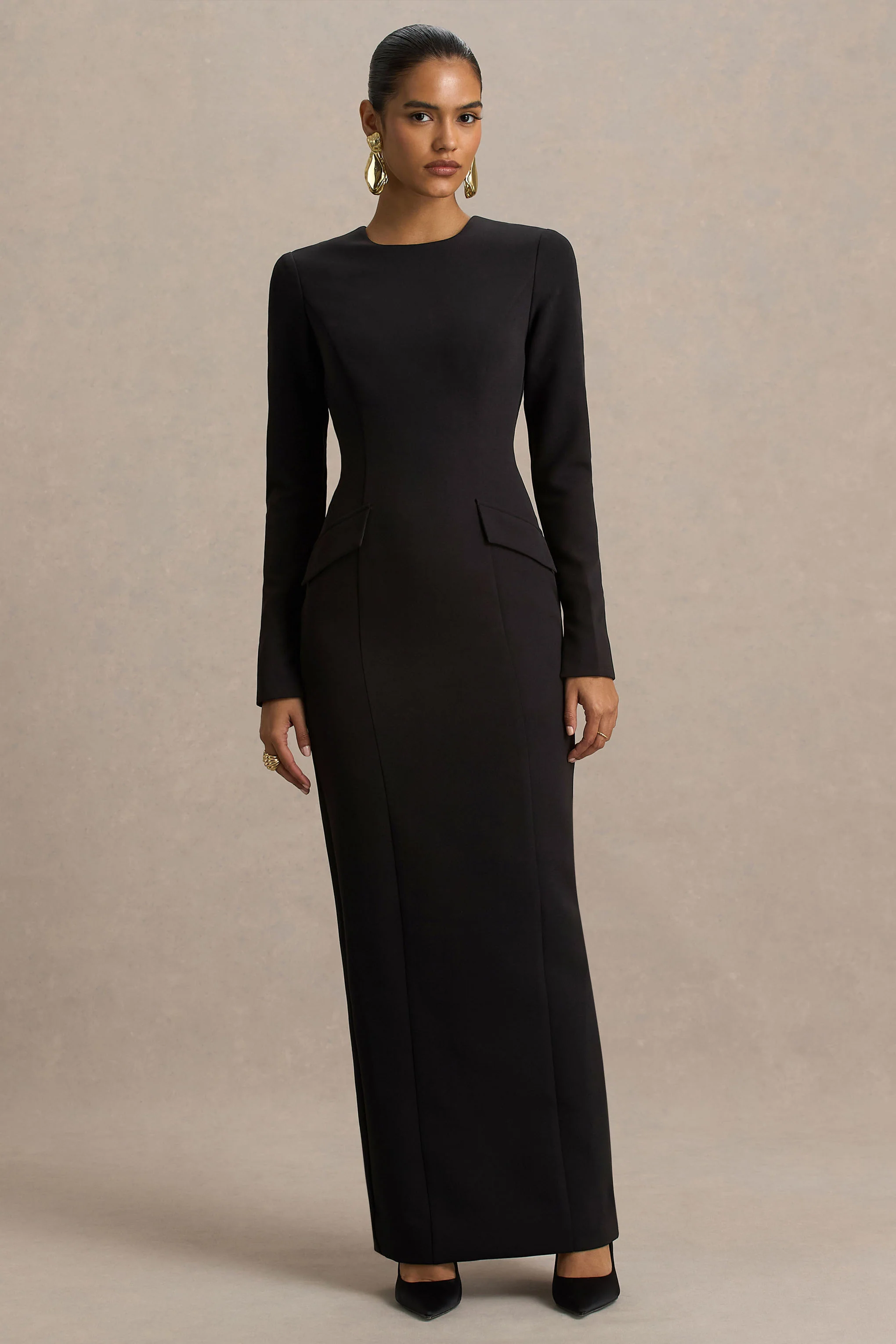 Vaila | Black Crew-Neck Maxi Dress - Image 3