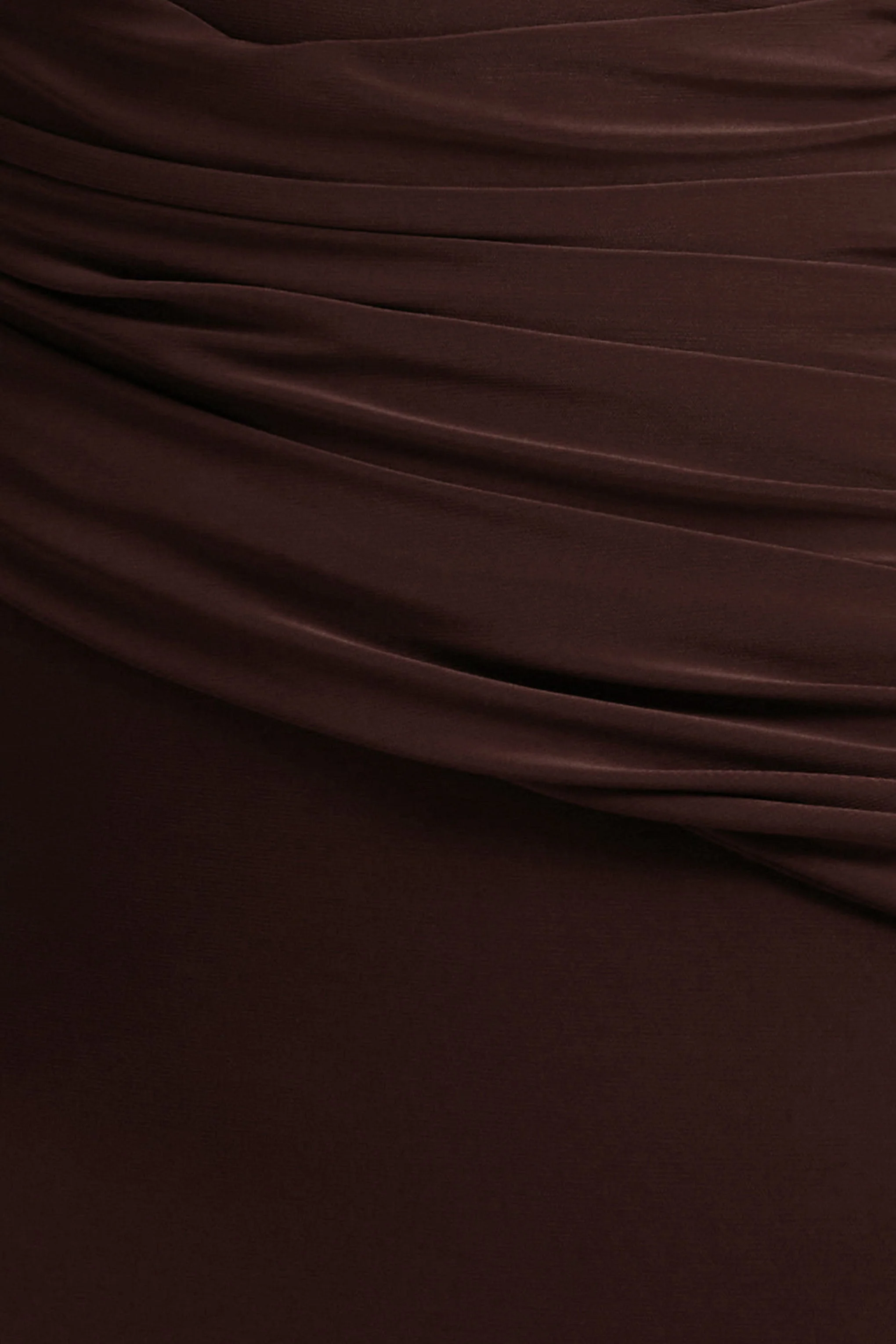 Valina | Brown Ruched Asymmetric Maxi Dress With Drape - Image 7