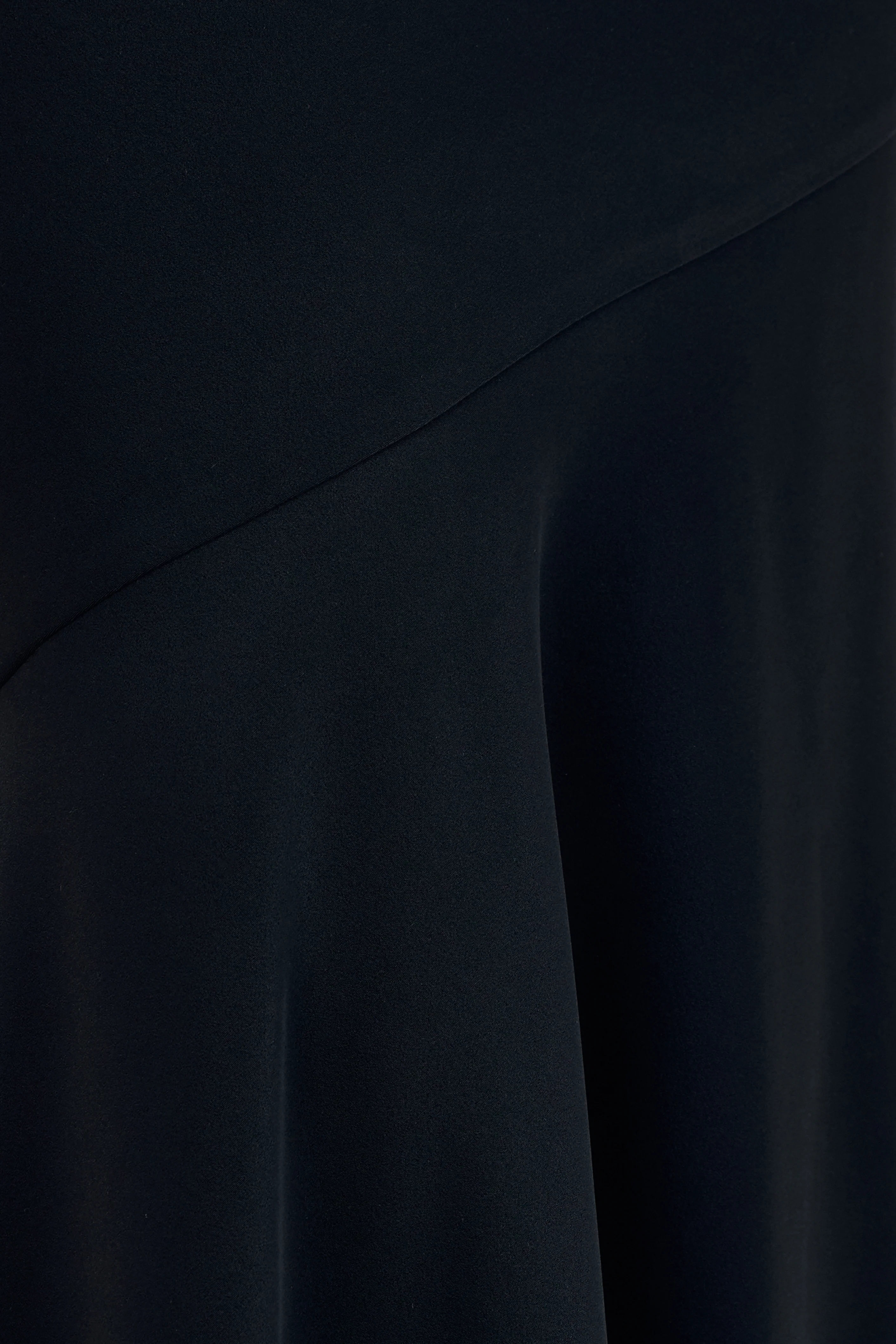 Vayla | Black Matte Satin Asymmetric Drop-Waist Maxi Skirt - Image 6