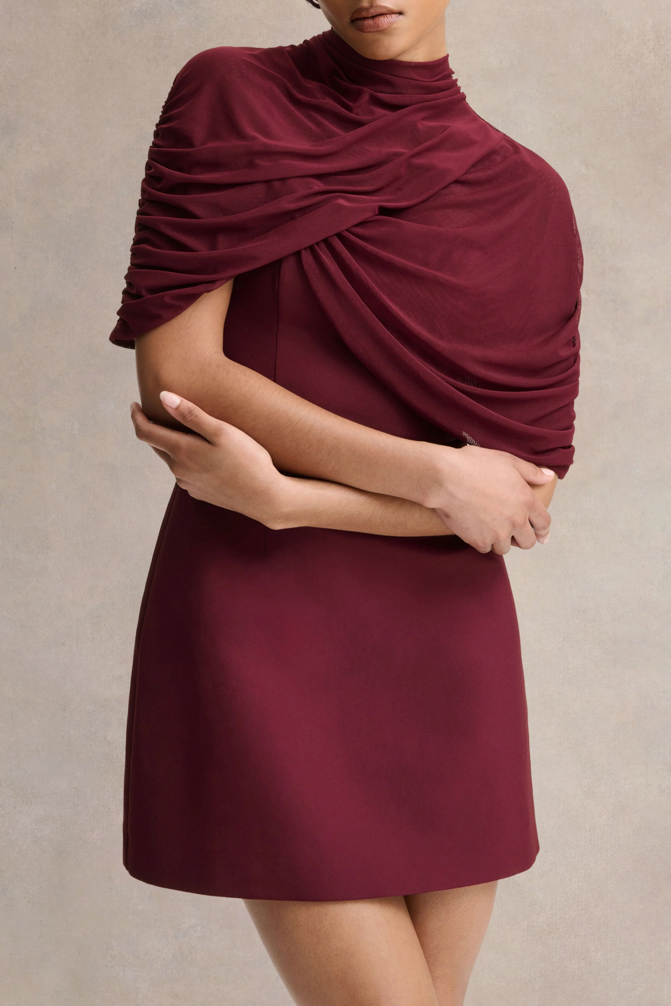Veda | Burgundy Square-Neck Mini Dress - Image 5