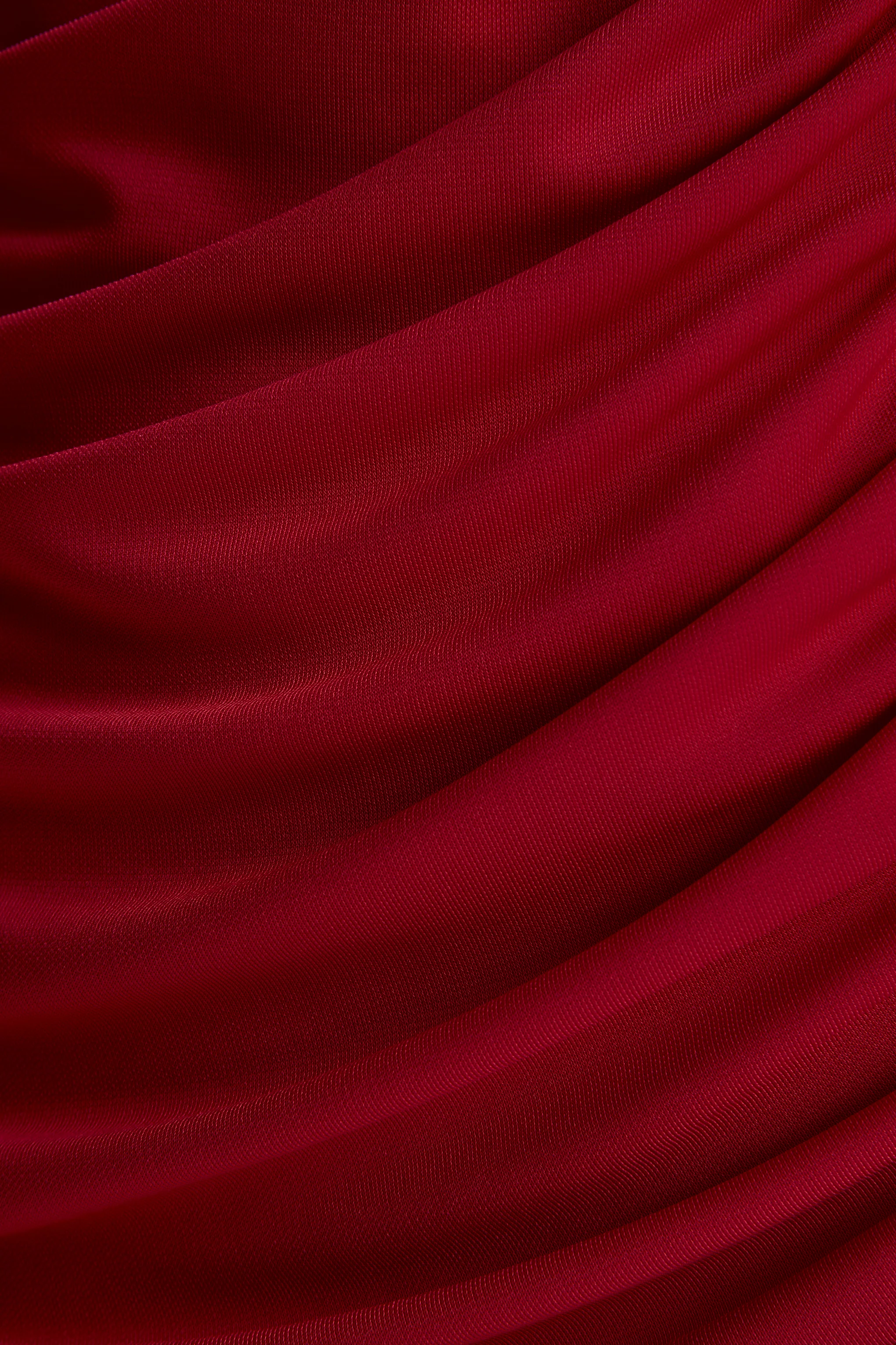 Vesperelle | Red Scoop-Neck Maxi Dress With Gathered-Detailing - Image 7
