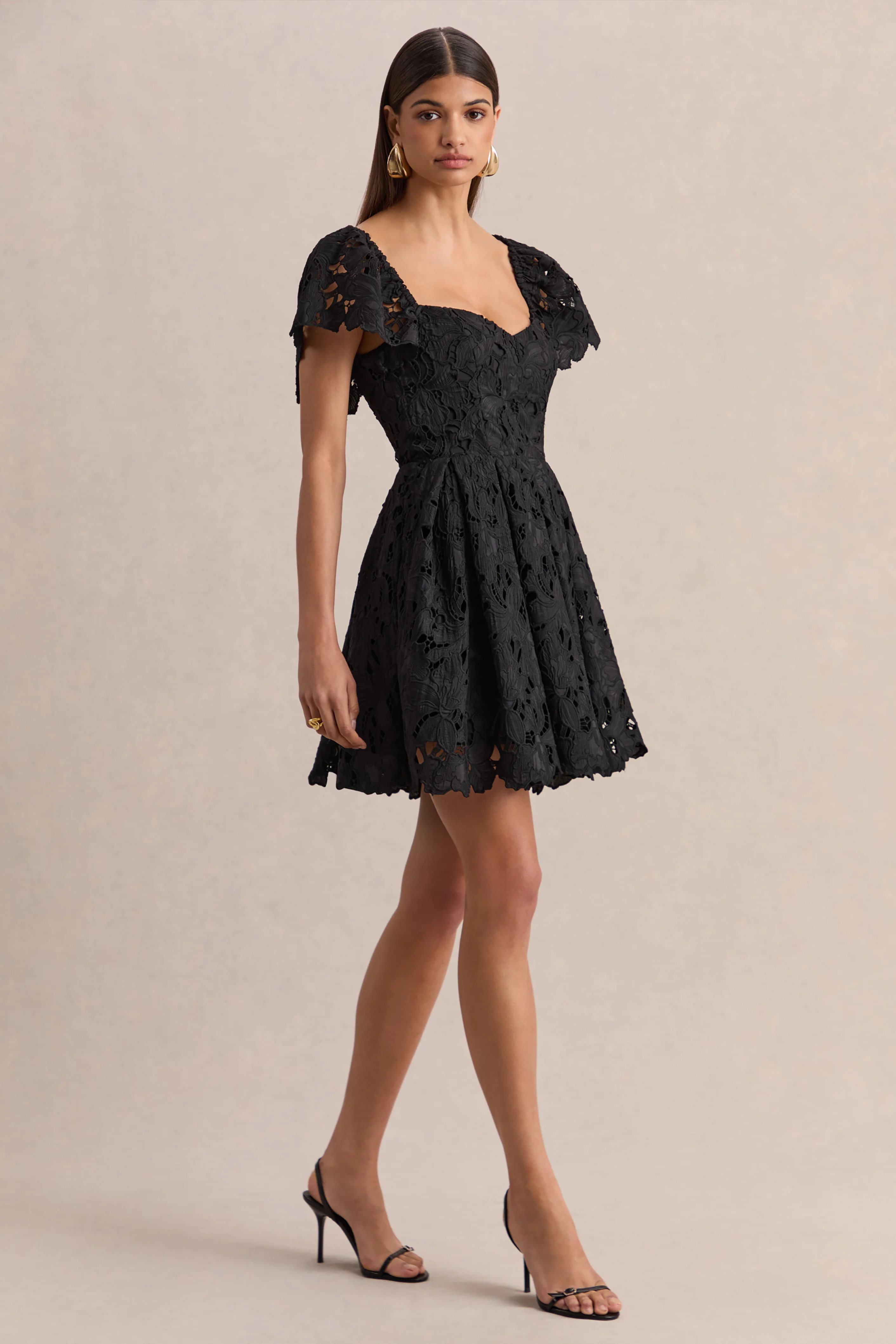 Vivi | Black Lace Sweetheart-Neck Mini Dress - Image 4