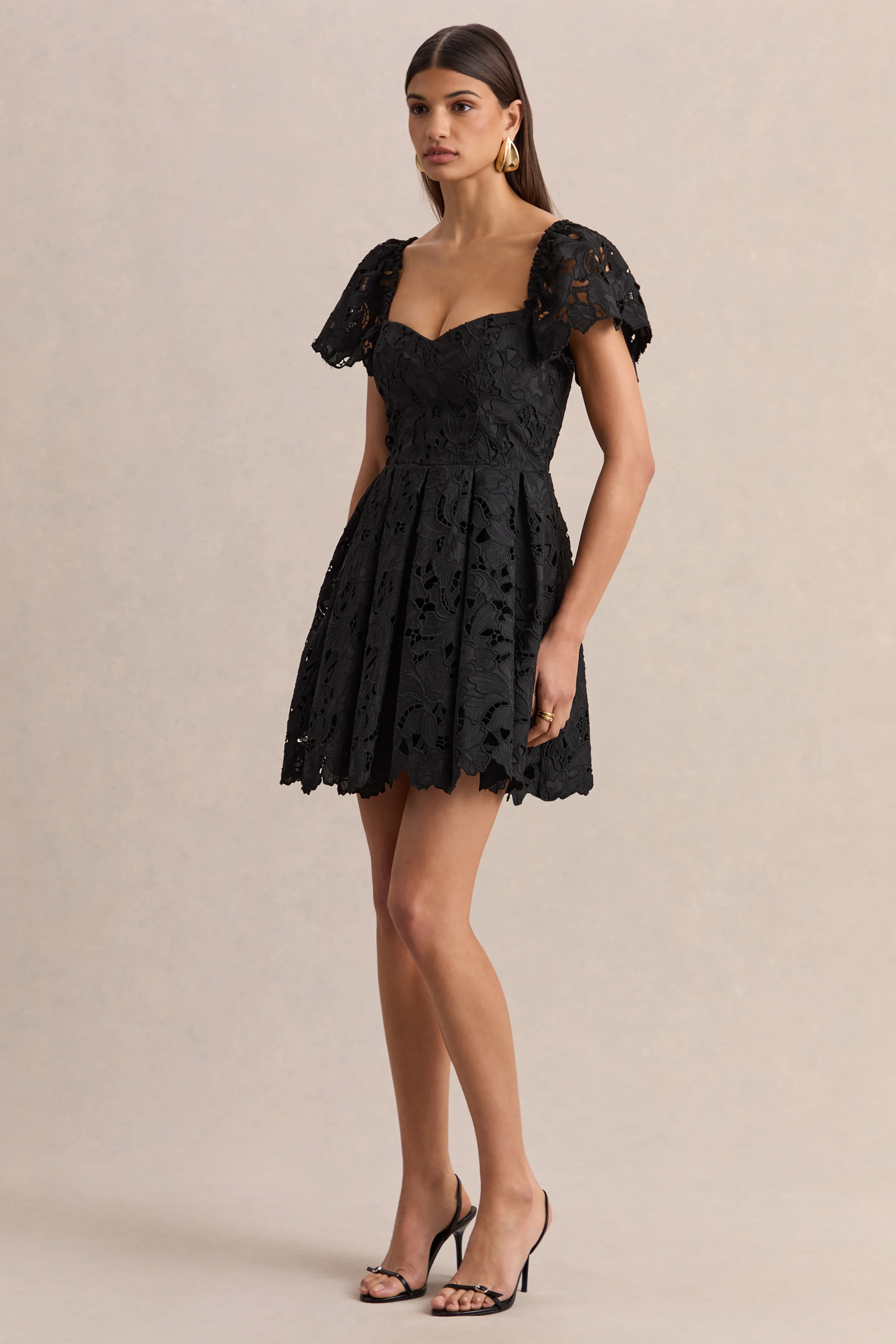 Vivi | Black Lace Sweetheart-Neck Mini Dress - Image 5