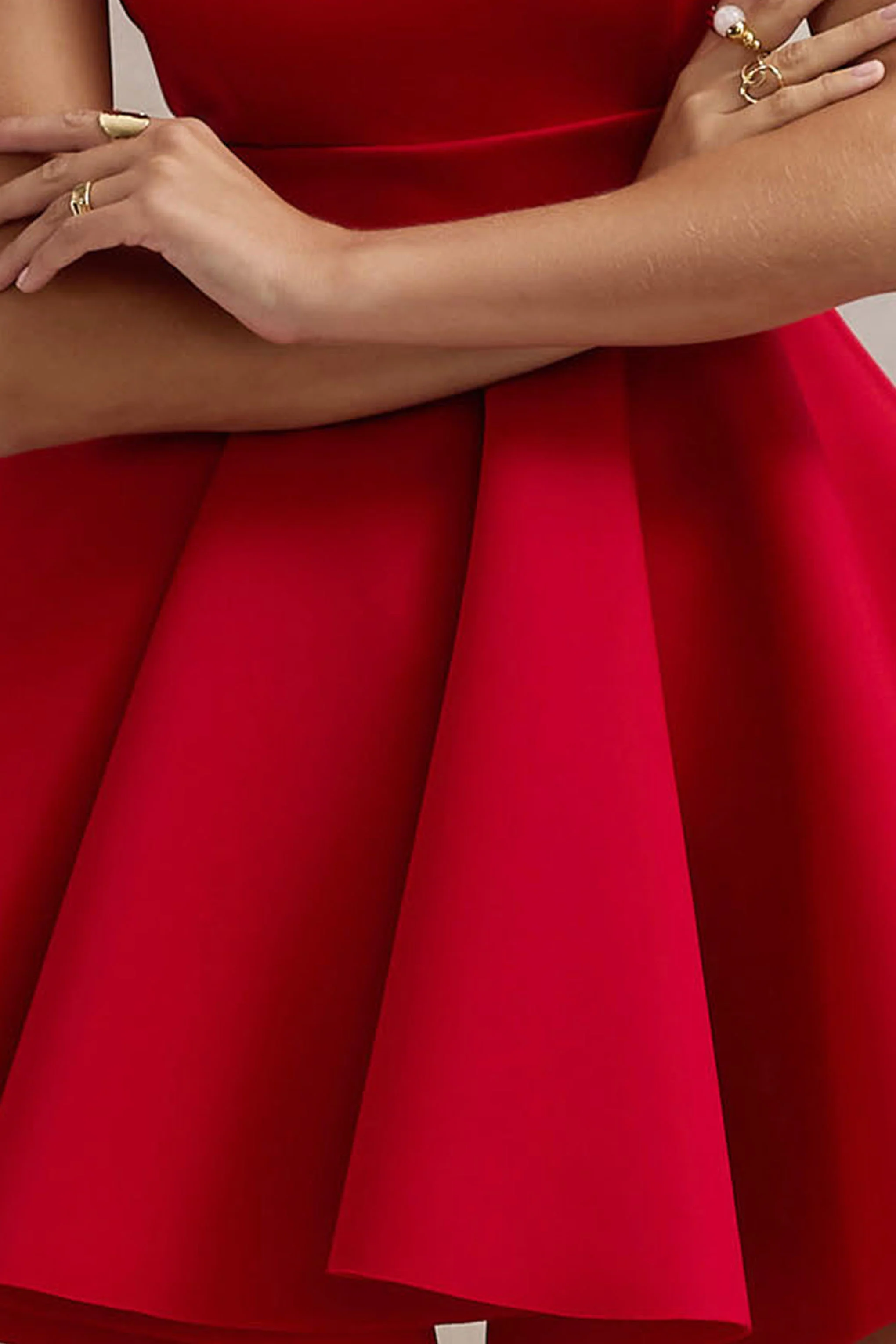 Waverly | Red Racer-Neck Sleeveless Skater Mini Dress - Image 6