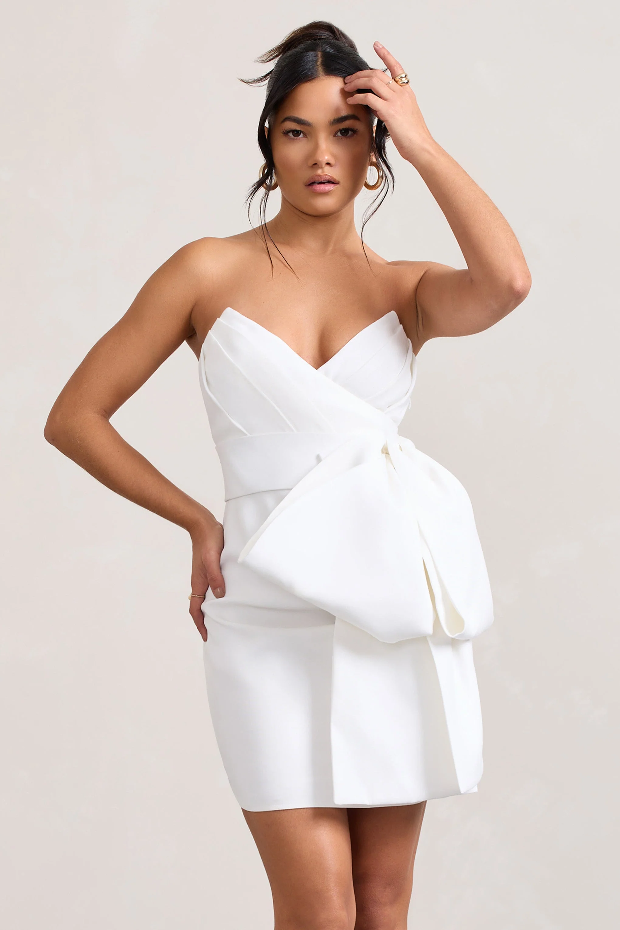 Winner | White Bandeau Mini Dress With Oversized Bow - Image 5