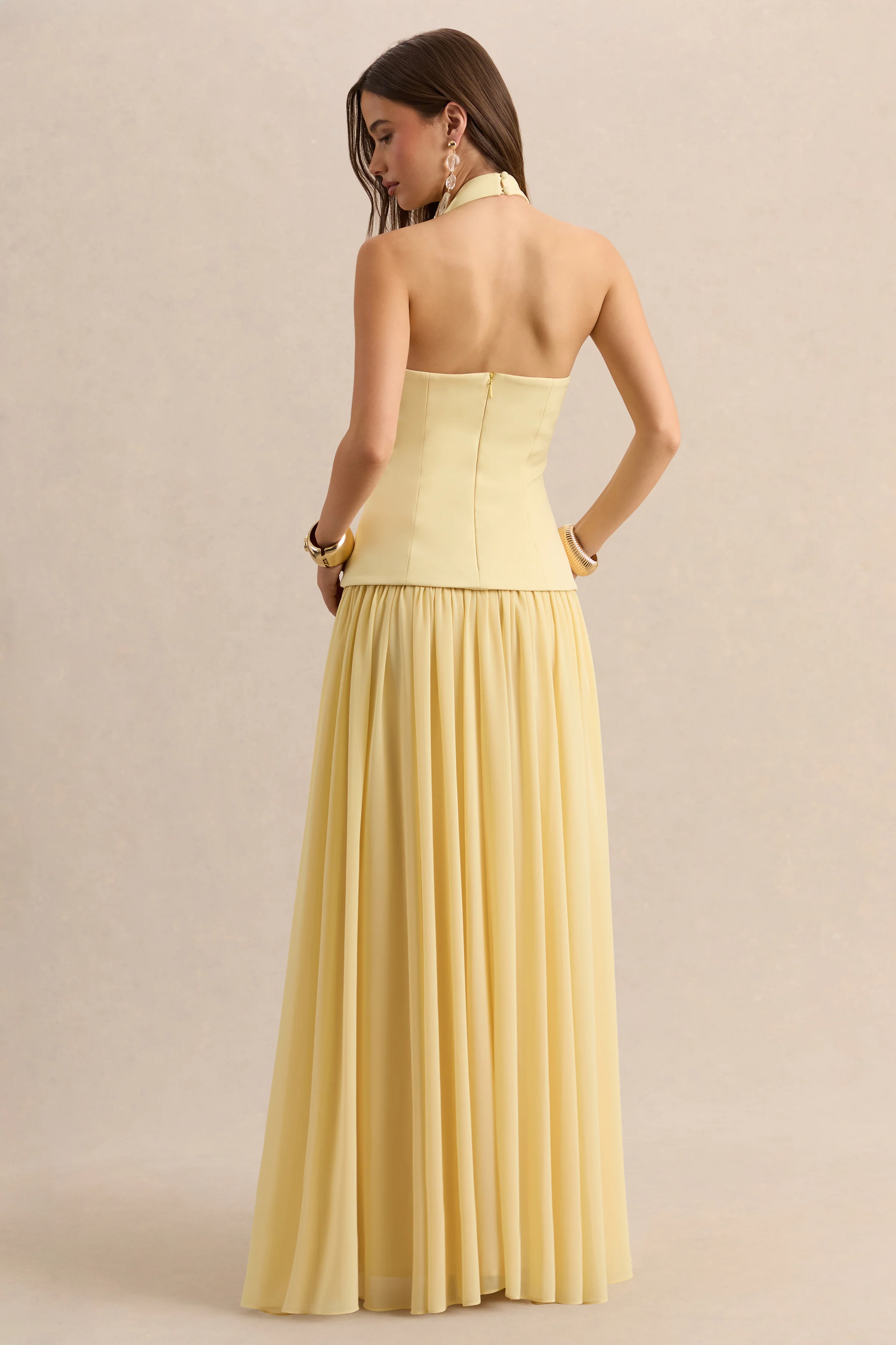 Zarina | Lemon Plunge-Neck Maxi Dress - Image 2