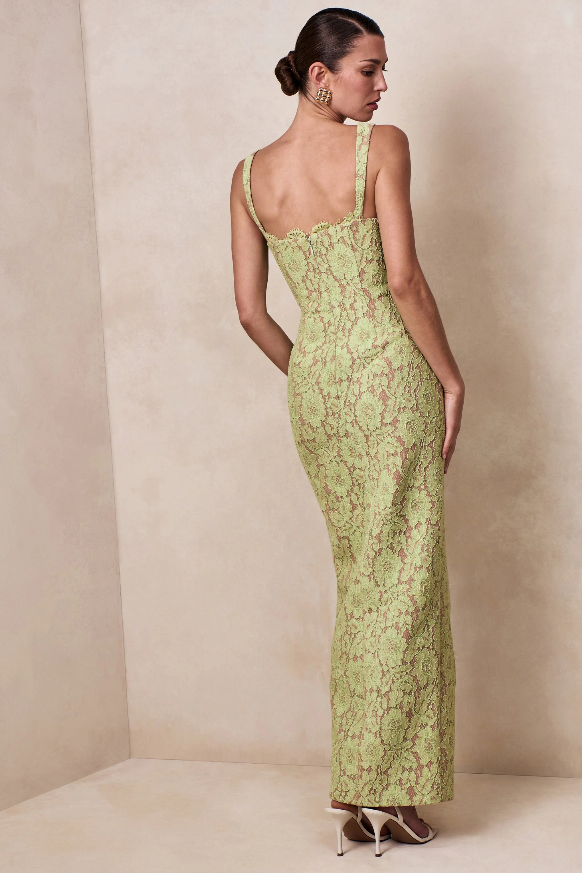 Zarisse | Green Lace Square-Neck Maxi Dress - Image 2