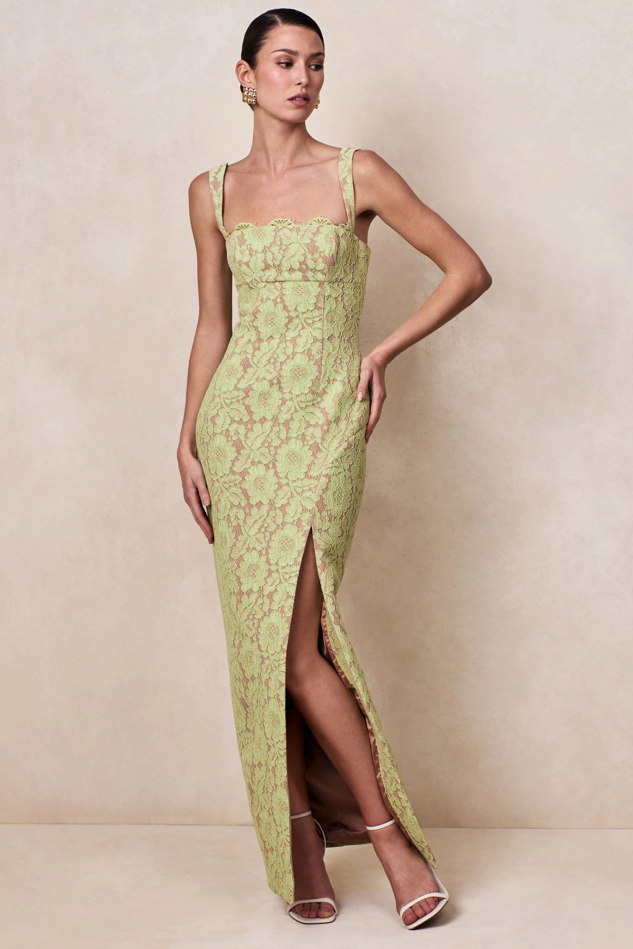 Zarisse | Green Lace Square-Neck Maxi Dress - Image 5