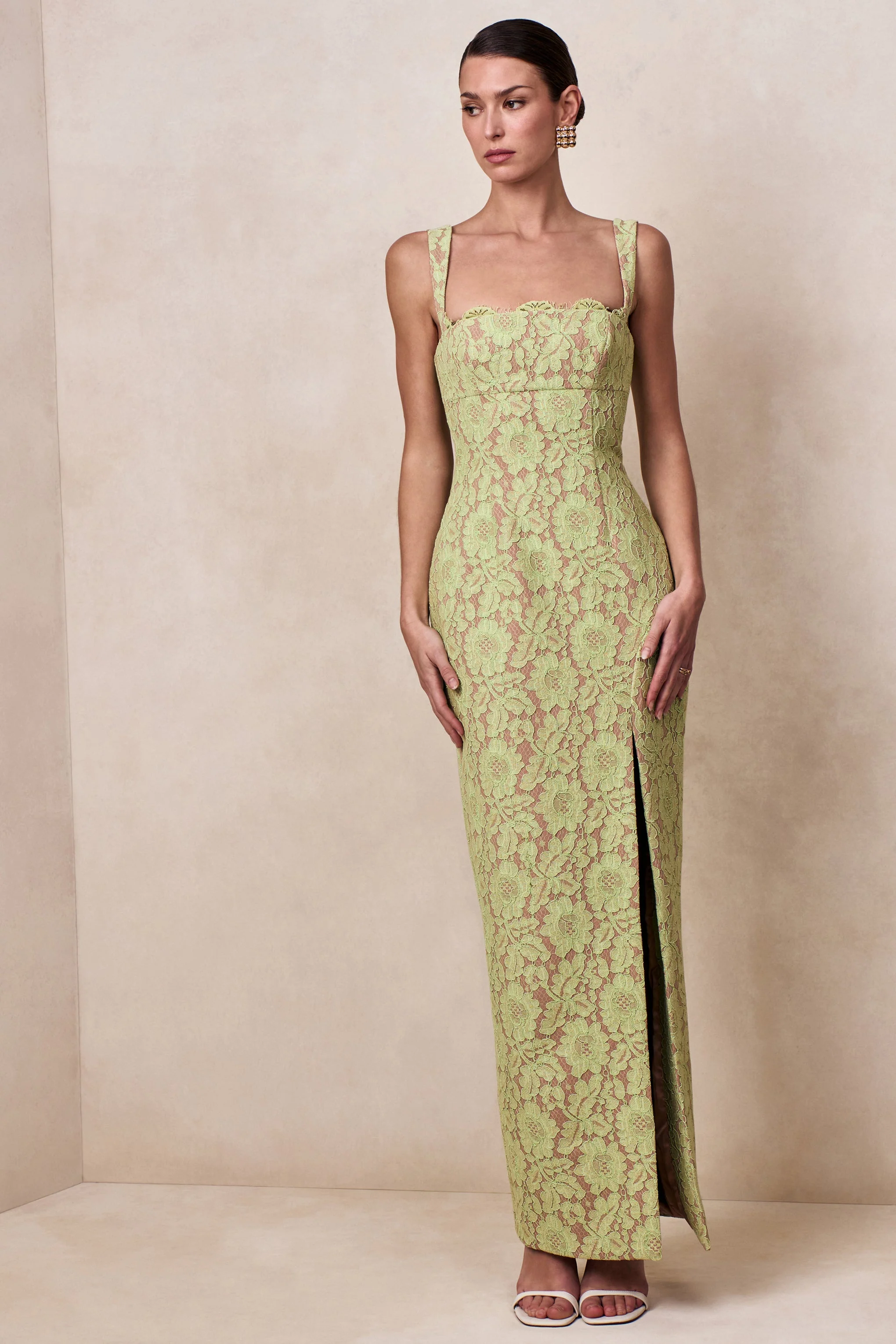 Zarisse | Green Lace Square-Neck Maxi Dress - Image 6