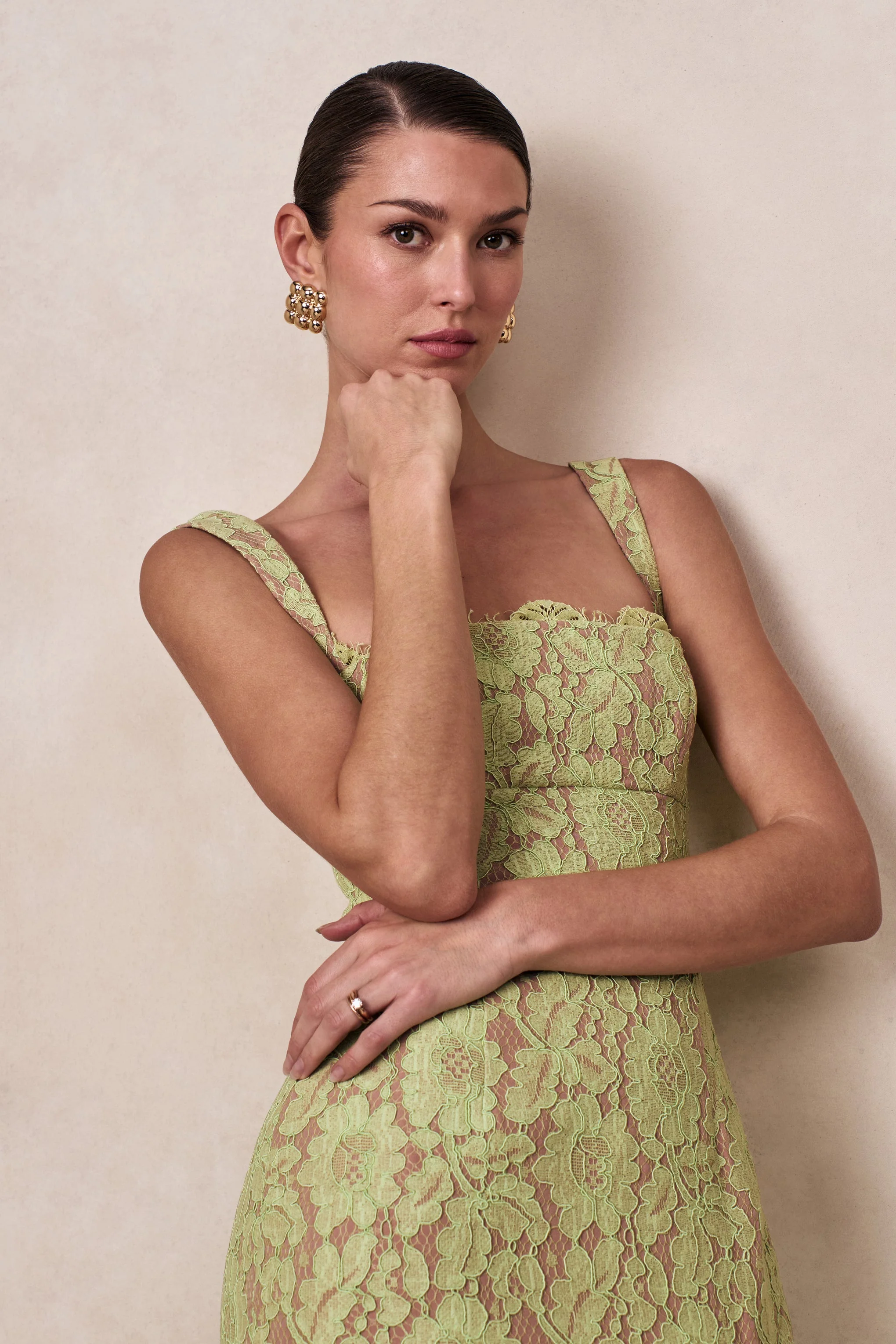 Zarisse | Green Lace Square-Neck Maxi Dress - Image 7