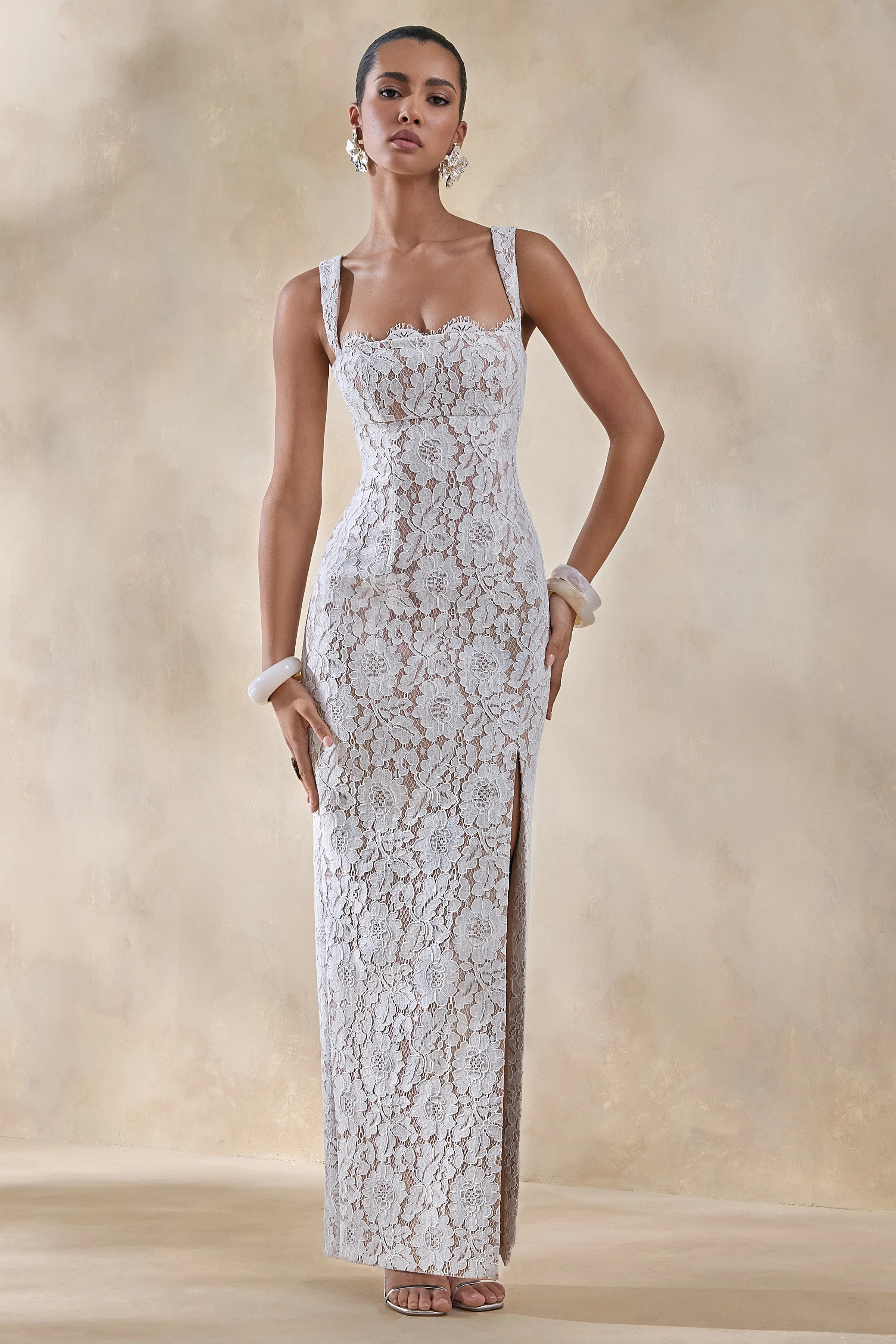 Zarisse | White Lace Square-Neck Maxi Dress - Image 4