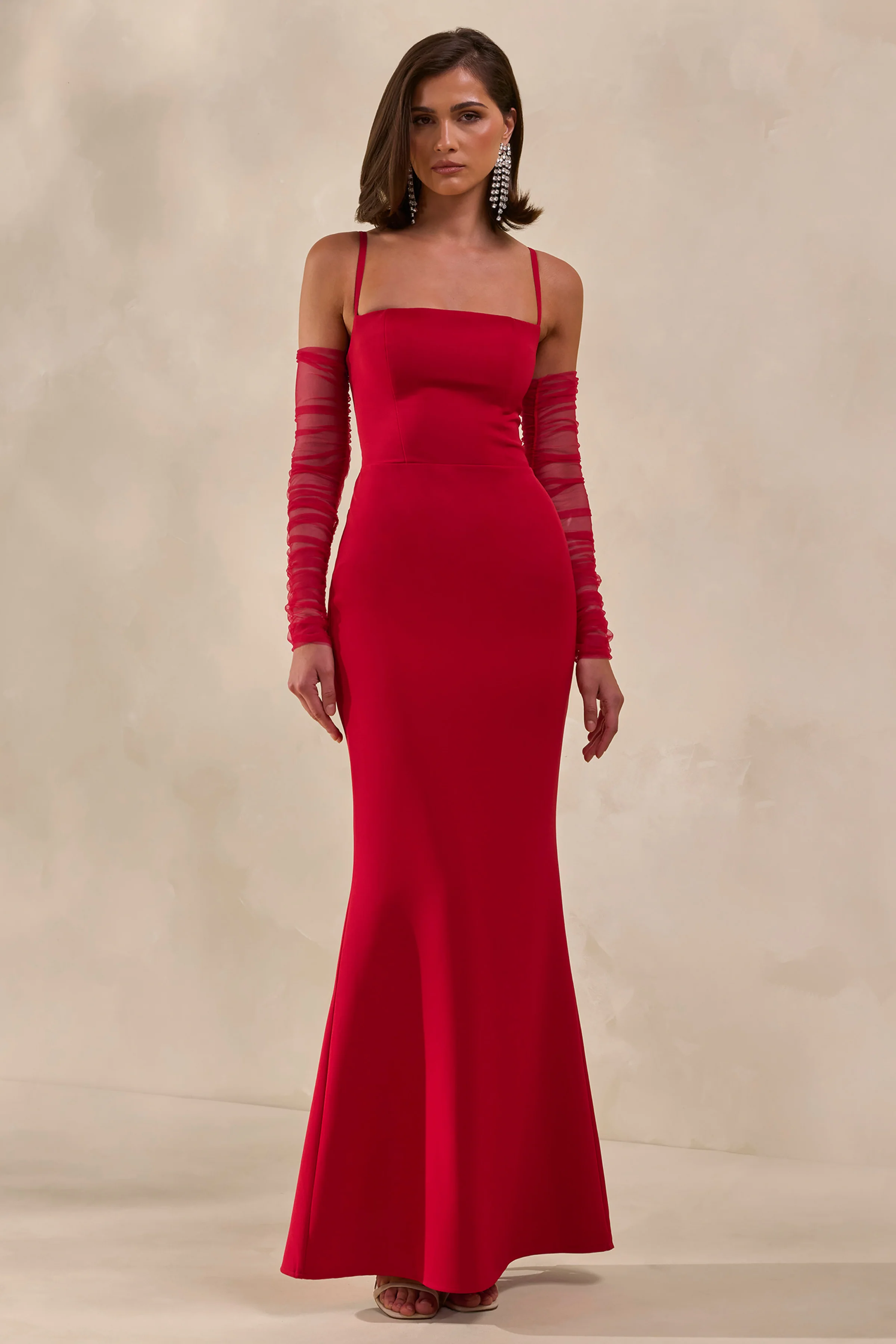 Zavira | Red Square-Neck Maxi Dress - Image 4