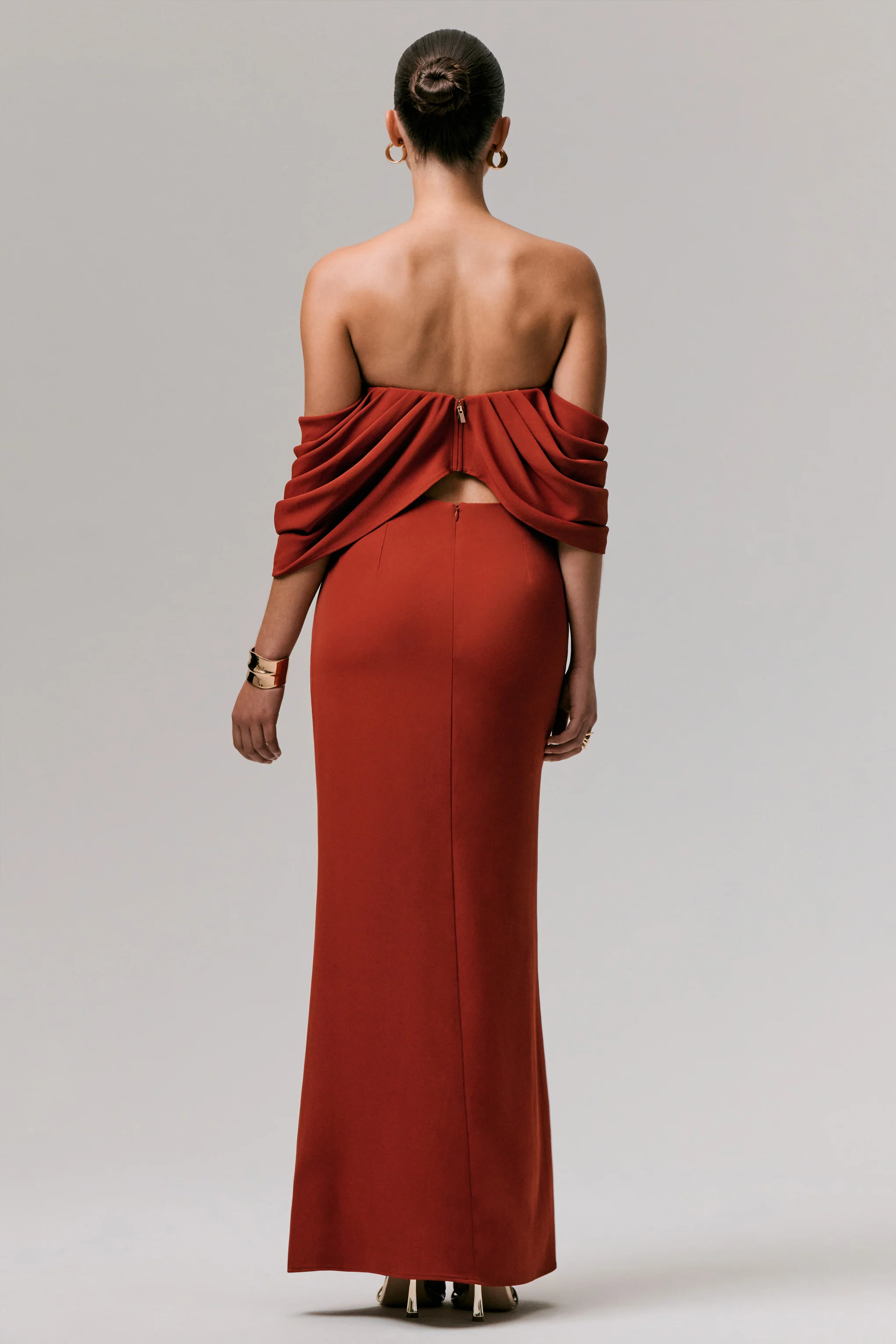 Zelina | Terracotta Mid-Rise Maxi Skirt with Split - Image 2