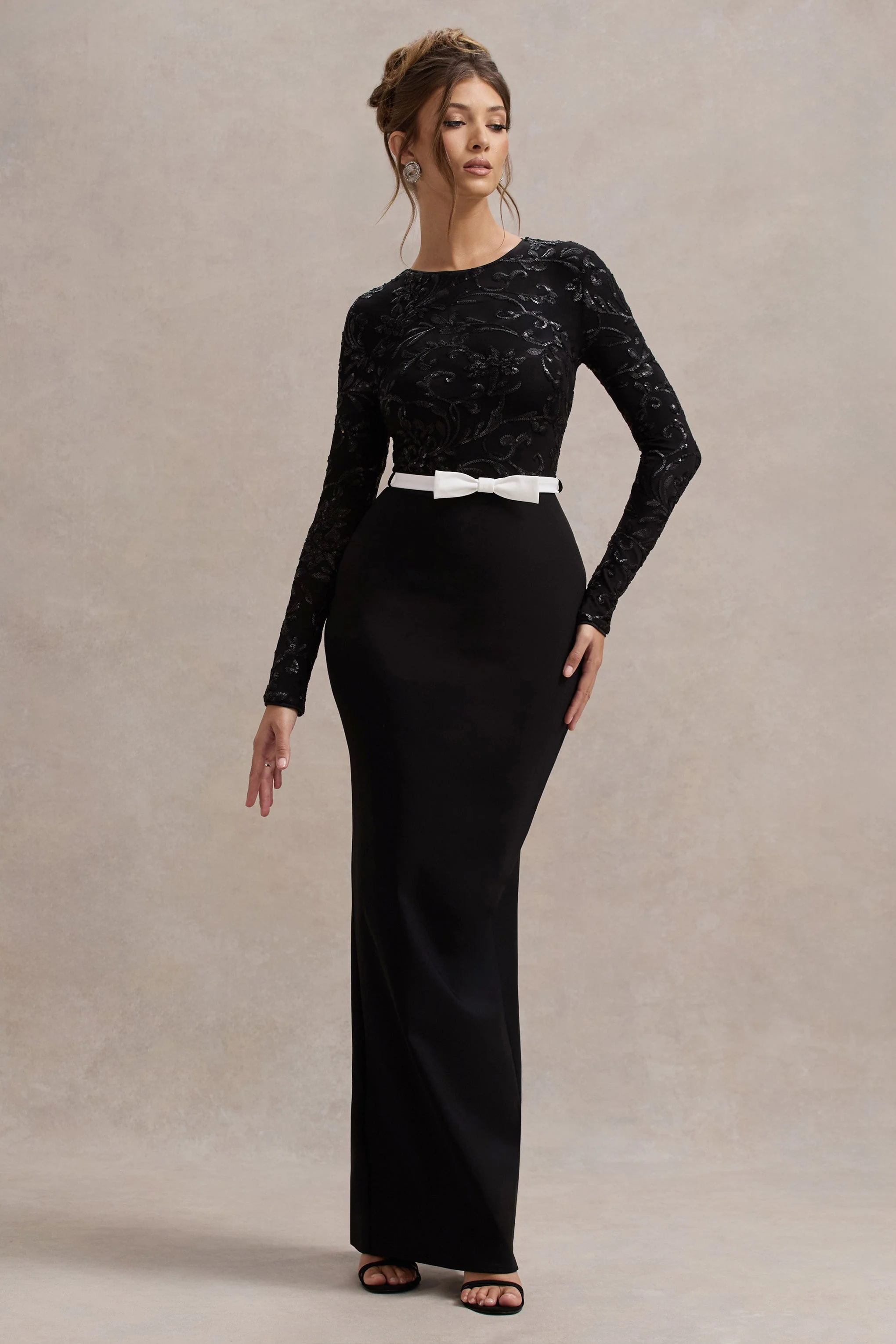 Zenith | Black Lace Long-Sleeve Maxi Dress - Image 4